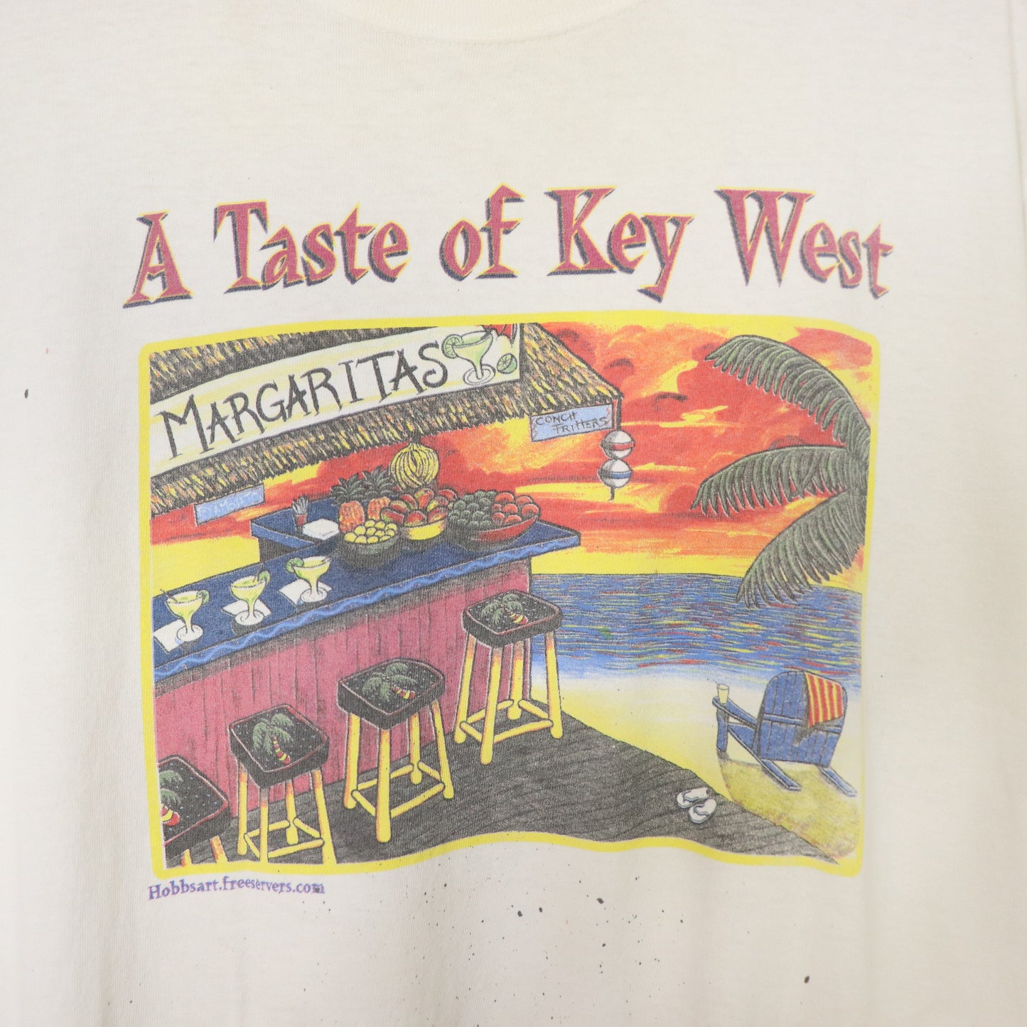 Vintage 1990's Key West Graphic Art Tourist T-Shirt Men's Sz L Faded & Distressed