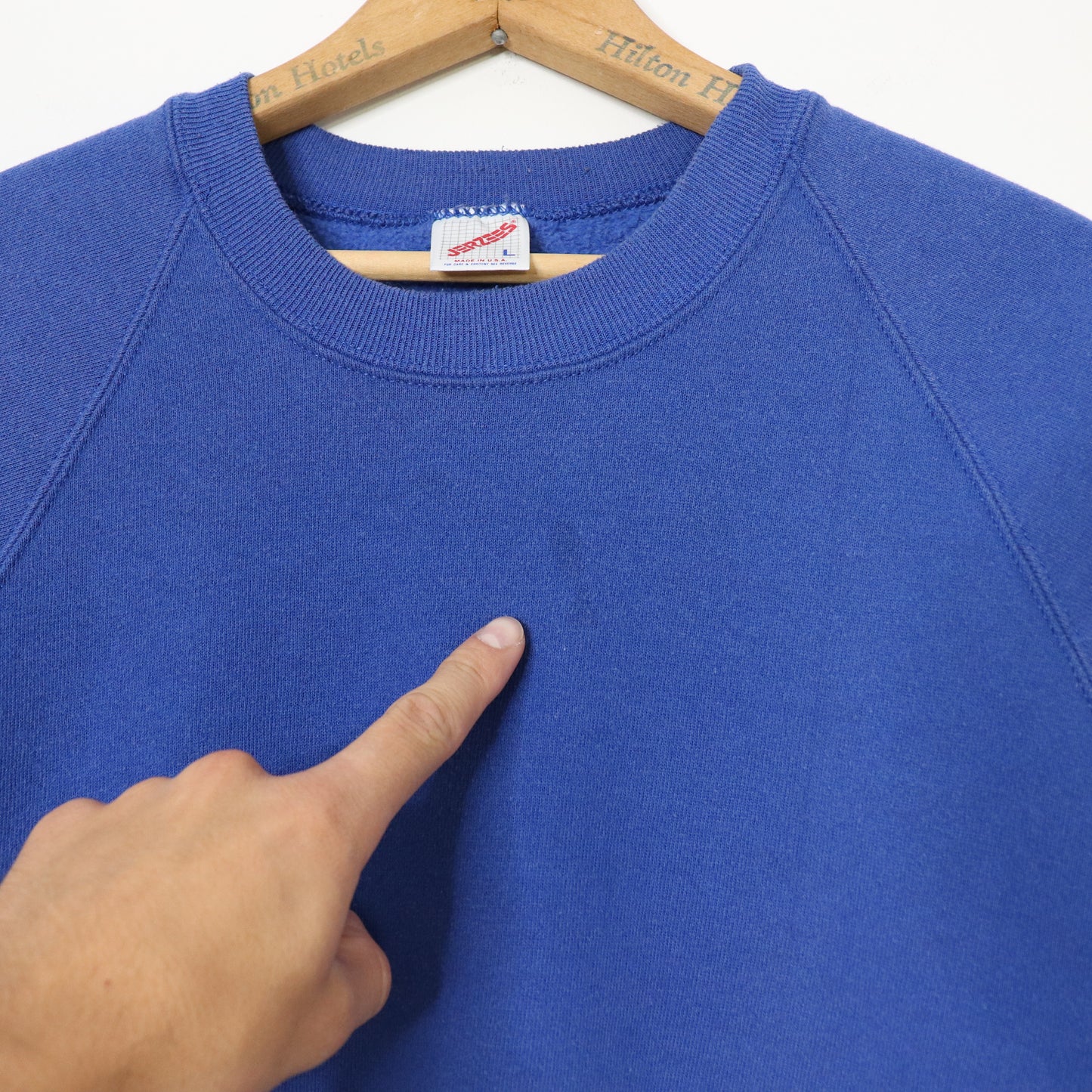 Vintage 80's Jerzees Blank Blue Raglan Sweatshirt Men's Sz L