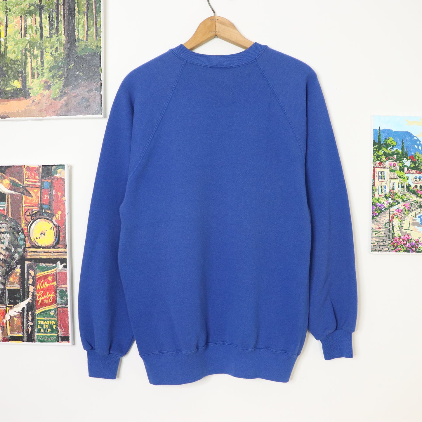 Vintage 80's Jerzees Blank Blue Raglan Sweatshirt Men's Sz L