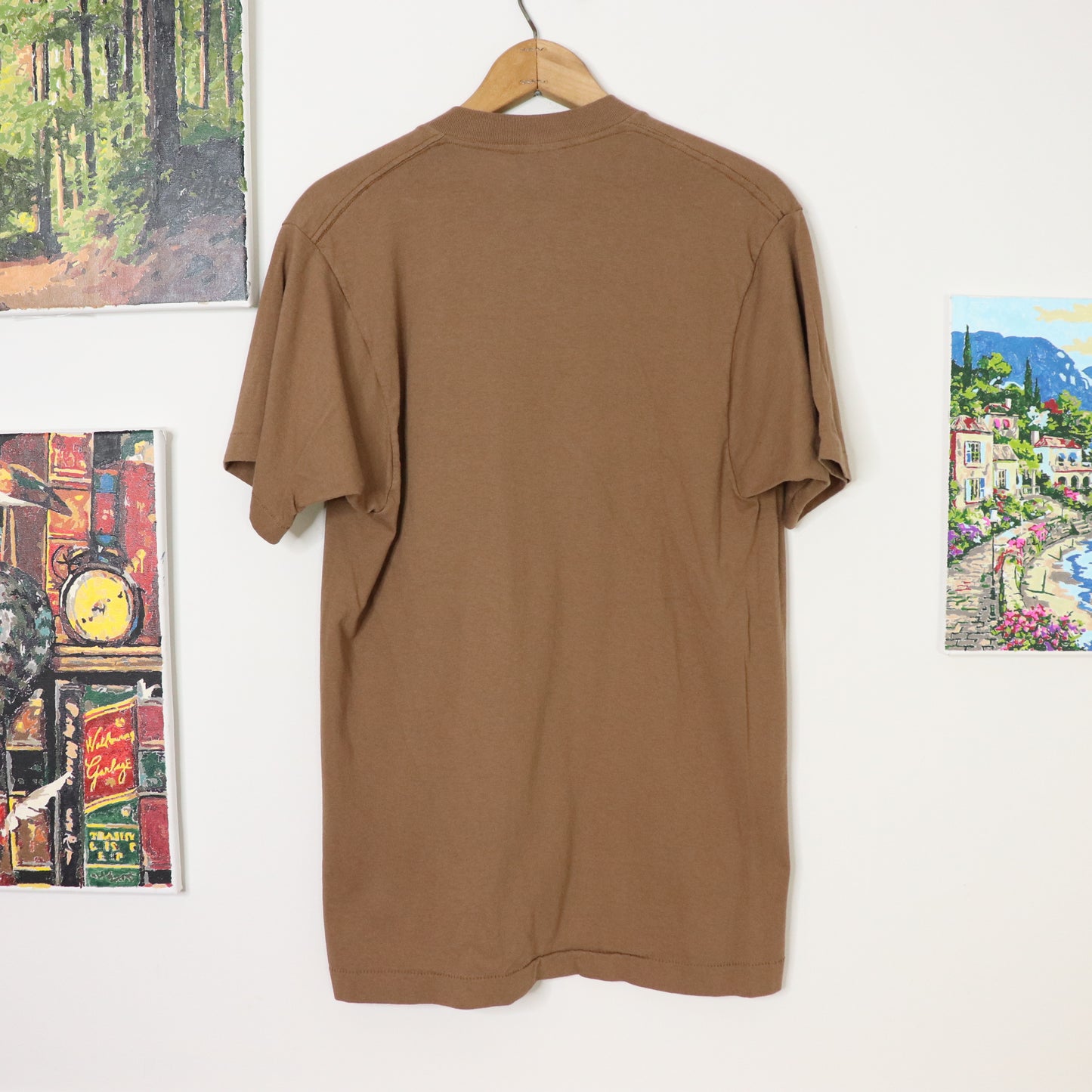 Vintage 80's BVD Brown Blank Minimalist Single Stitch T-Shirt Men's Sz L