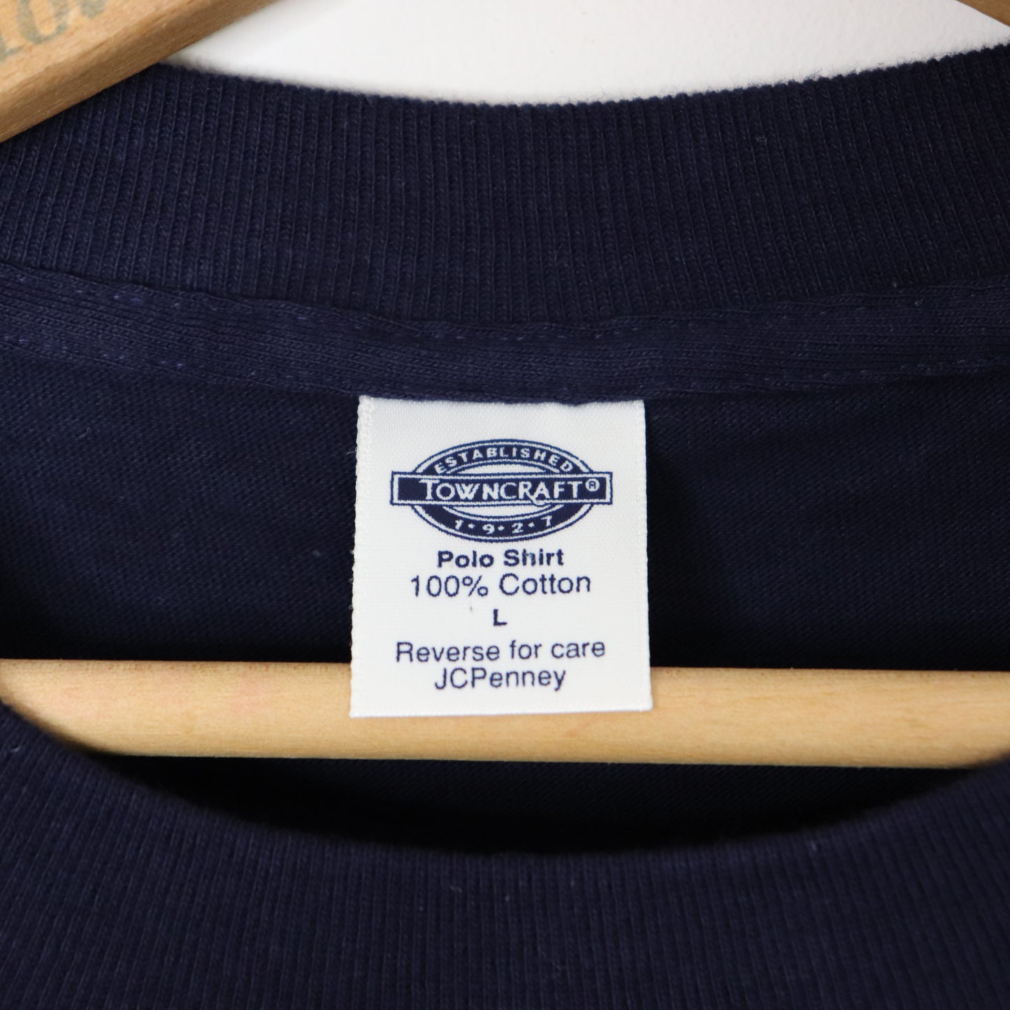 Vintage 90's JC Penney Towncraft Single Stitch Pocket Tee Sz L Navy Blue