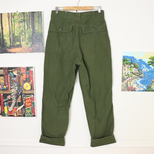 Vintage 70's OG-107 Vietnam Army Sateen Type 1 Trousers Size 34x33 (32x31)