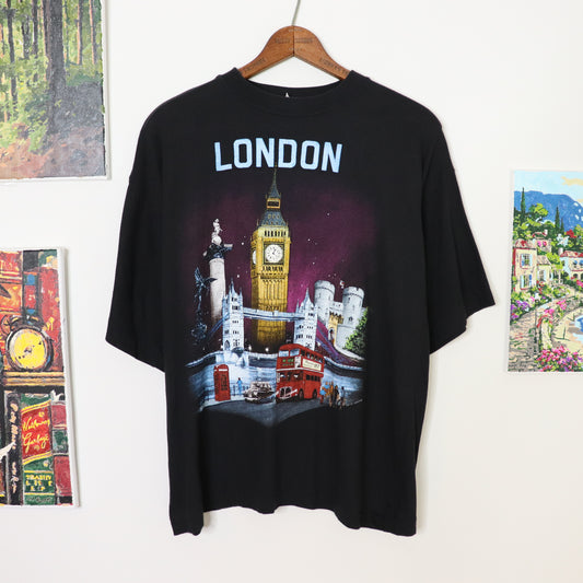 Vintage 80's London Night Tourist Art T-Shirt Men's Size Large