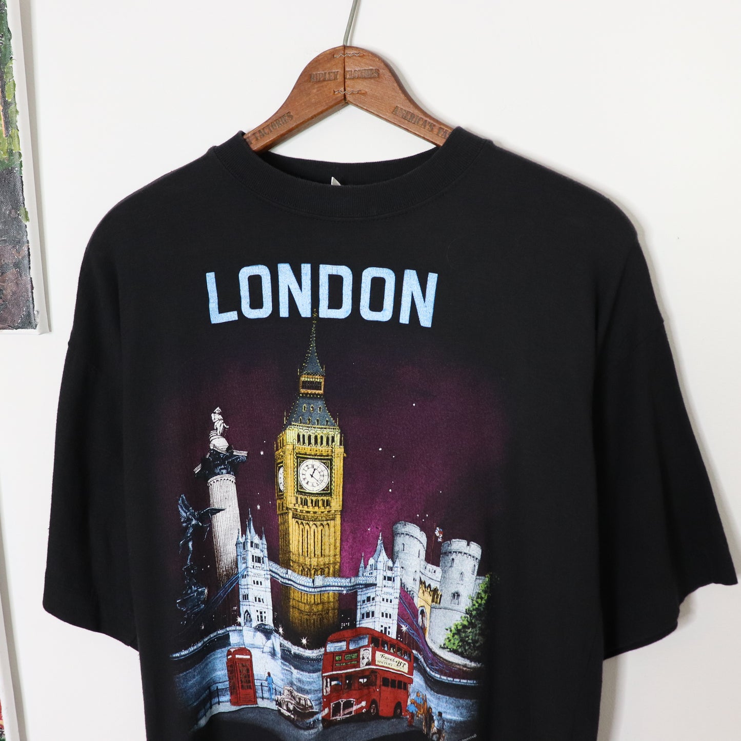 Vintage 80's London Night Tourist Art T-Shirt Men's Size Large