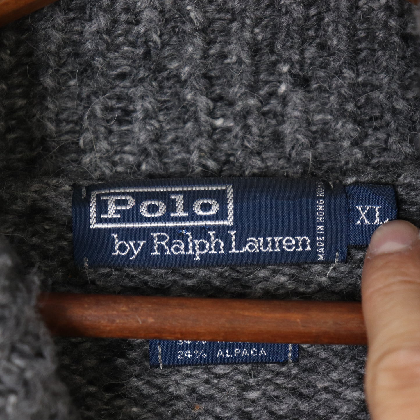 Vintage Polo Ralph Lauren Shawl Collar Knit Sweater Wool Alpaca Blend Sz XL