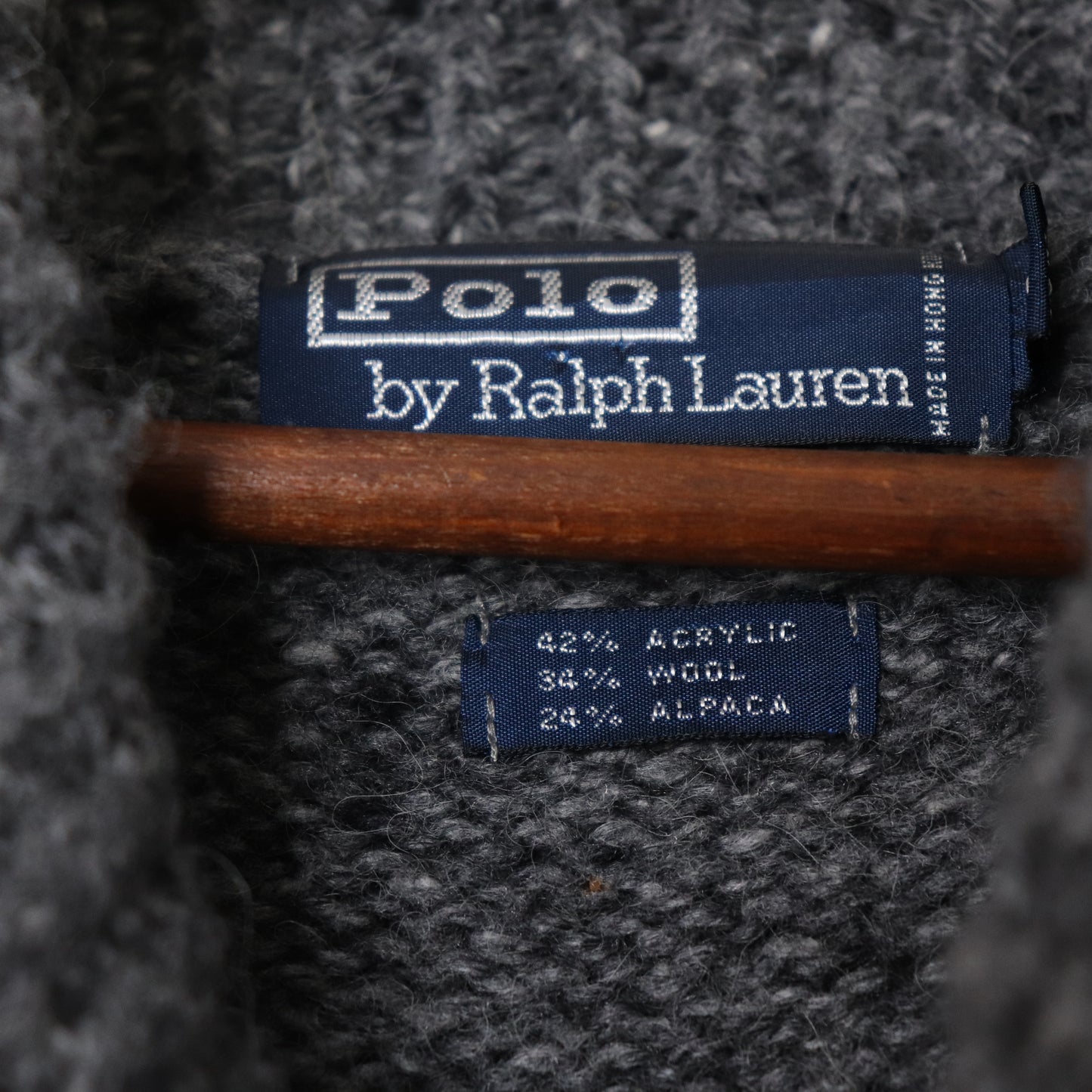 Vintage Polo Ralph Lauren Shawl Collar Knit Sweater Wool Alpaca Blend Sz XL