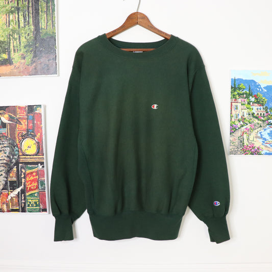 Vintage 90's Champion Reverse Weave Blank Sweatshirt Forest Green Men's Size L