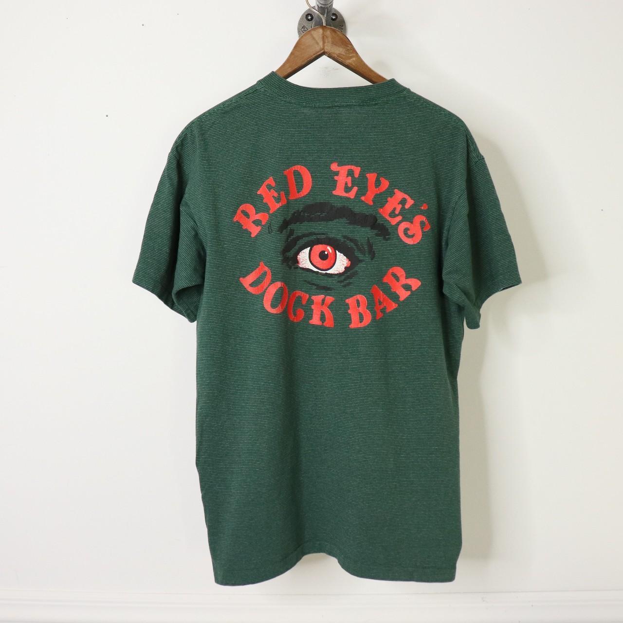 Vintage 90's Red Eye's Dock Bar Striped T-Shirt Size L Single Stitched