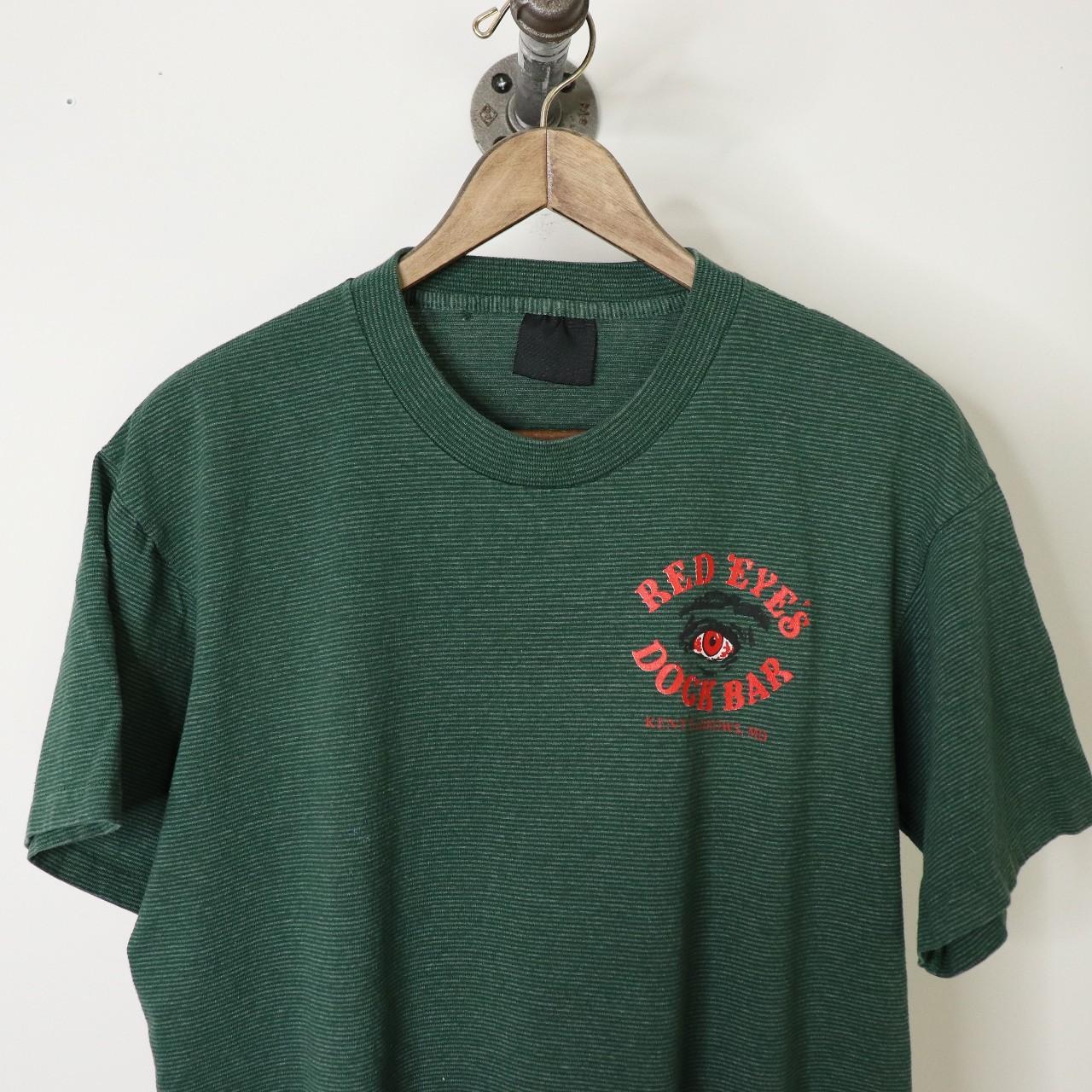 Vintage 90's Red Eye's Dock Bar Striped T-Shirt Size L Single Stitched