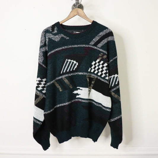 Vintage 80’s Multicolor Geometric Knit Sweater Men's Size Large