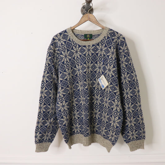 Vintage 90's Club Room Shetland Wool Knit Sweater Fair Isle Nordic Men's Size L
