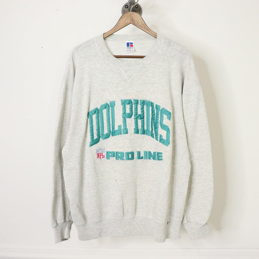 Vintage 90's Russell Athletic Miami Dolphins NFL Football Sweatshirt Embroidered Size XL