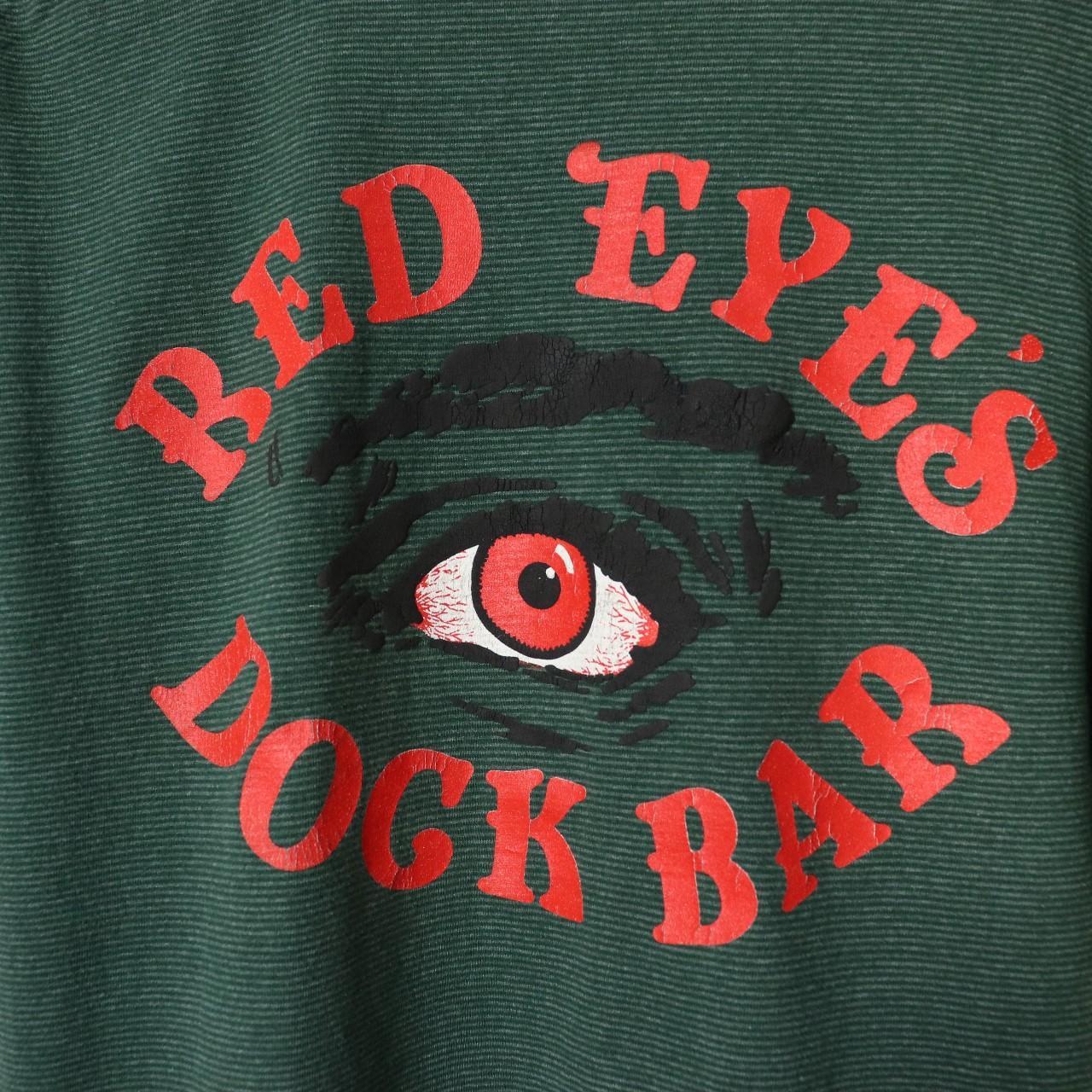 Vintage 90's Red Eye's Dock Bar Striped T-Shirt Size L Single Stitched