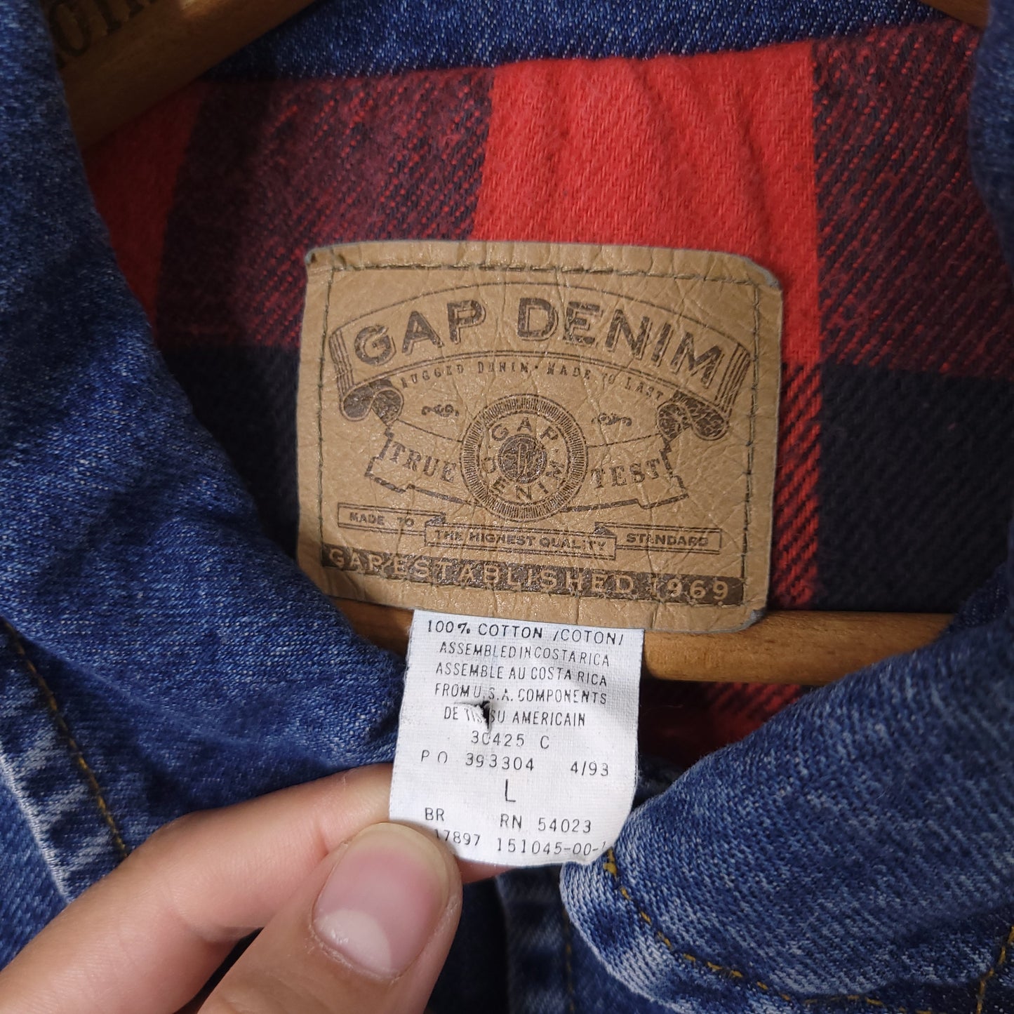 Vintage 90's GAP Flannel Lined Jean Trucker Jacket Men's Sz L Denim