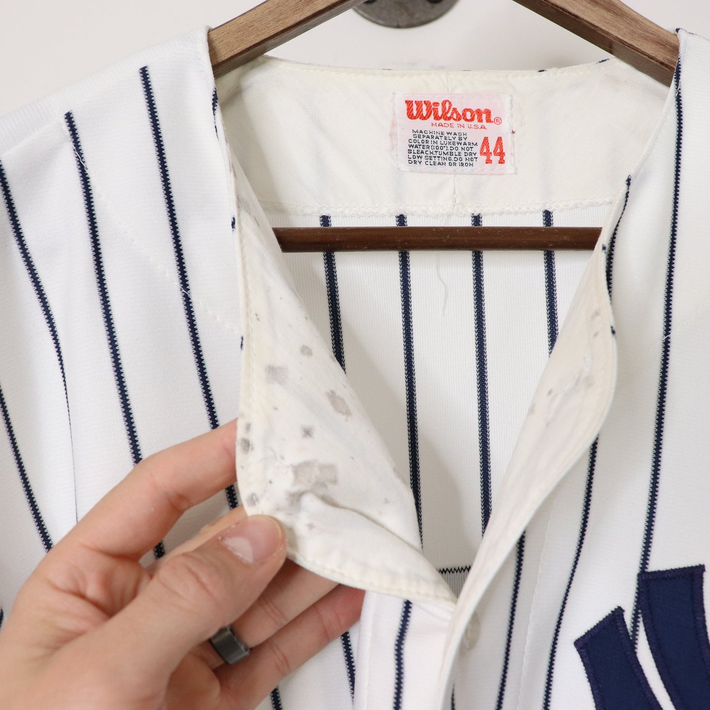 Vintage 80's Mickey Mantle #7 NY Yankees Pinstripe Baseball Jersey Sz 44 - Large