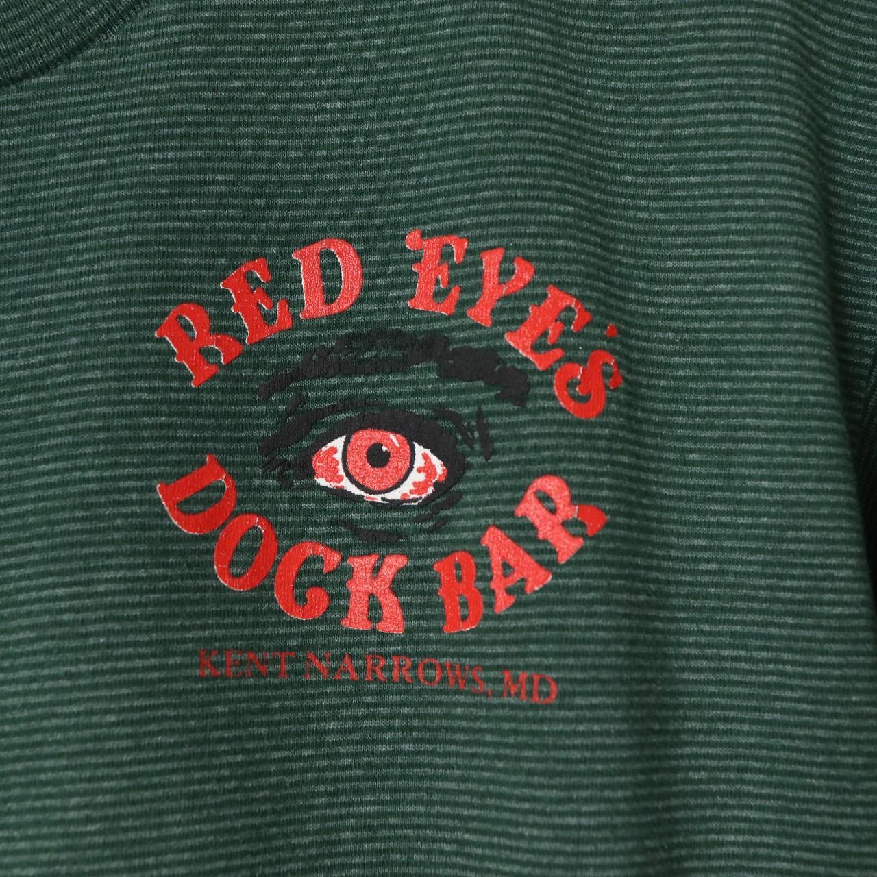 Vintage 90's Red Eye's Dock Bar Striped T-Shirt Size L Single Stitched