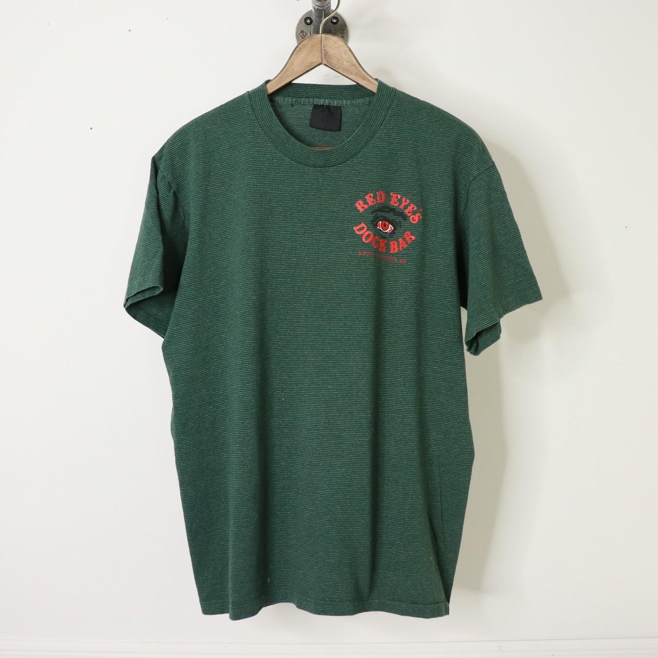 Vintage 90's Red Eye's Dock Bar Striped T-Shirt Size L Single Stitched